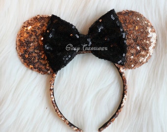 Rose Gold Mouse Ears Headband. All Over Sequin Mouse Ears. Mouse Ears Headband. Disney Headband. One Size Fits Most.