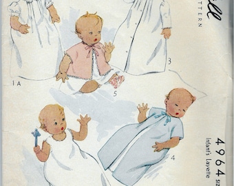 Vintage 1942 McCall 4964 Infants Layette Sewing Pattern One Size