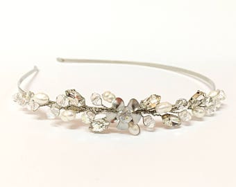 Wedding Headband Silver Wedding Bridal Headband Pearl Headband For Wedding, Wedding Headpiece Pearl Headband Bridal Hair Accessories Wedding