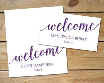 Purple Place Cards Wedding Template // Purple Wedding Name Cards // DIY Printable Place Cards