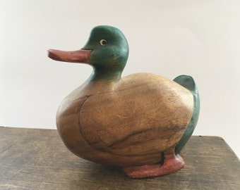 Wood Duck figurine Wooden duck statue Easter home decor duck Made in England