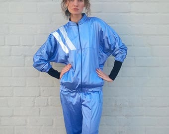 Blue playsuit, two piece tracksuit, blue windbreaker, sports suit, blue jumpsuit, sportswear, men tracksuit, workout set, L/M