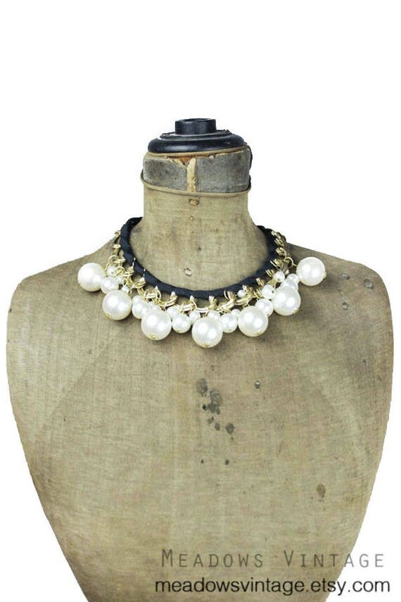 Pearl Bib Necklace Chunky Pearl Necklace Pearl Collar