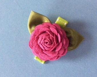 Rasberry Pink Ric Rac Rose Hair Clip