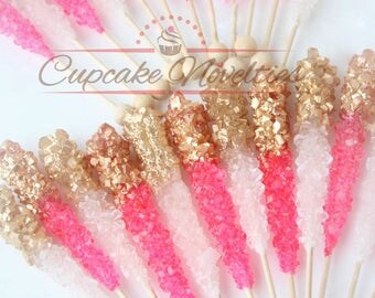 Unicorn Party Princess Cookies Princess Birthday Pink and Gold First Birthday Idea Pink Gold Baby Shower Princess Party Favor Glam Party Gem