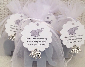 Mini Elephant Baby Shower Favors (1 soap per bag plus tag and charm). Different color soaps available.