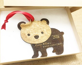 Personalized Baby's First Christmas Ornament, Personalized Ornament, Rustic Wood Christmas Ornament, Keepsake Ornament