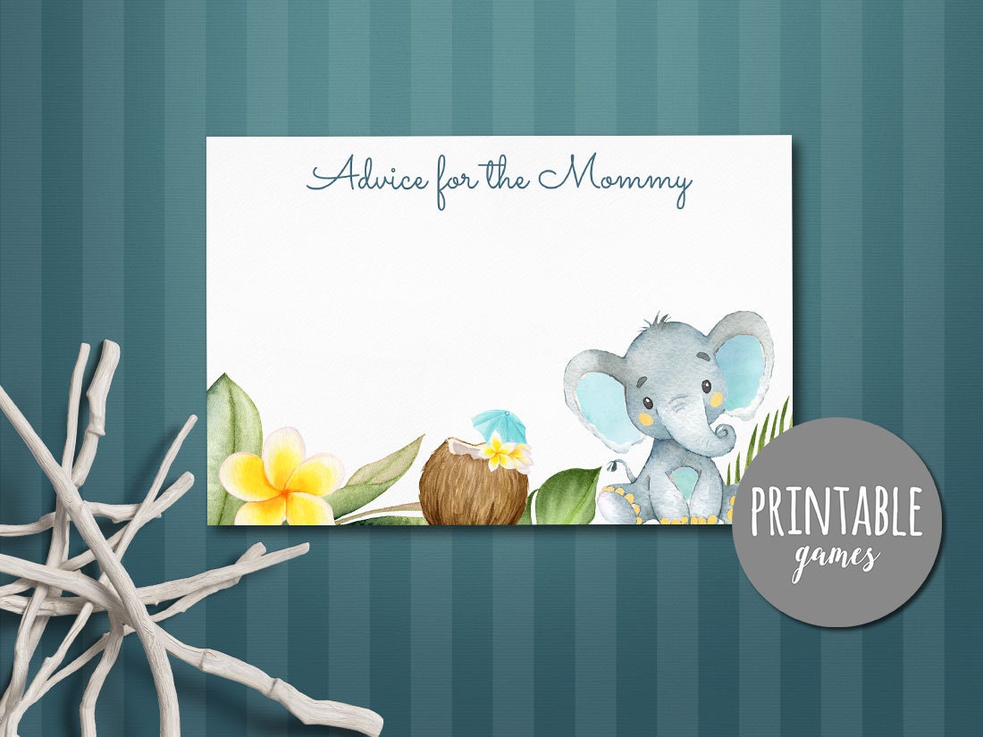 Advice for mom to be Elephant Baby Shower Games Printable