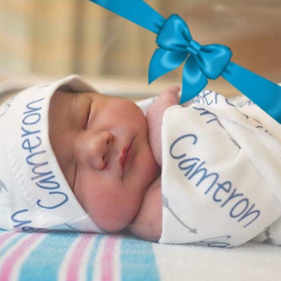 Personalized Baby Blanket and Hat Baby Name Blanket and Hat