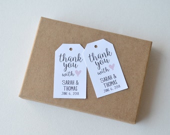 Thank You White Matte Label Tags - Custom Wedding Favor Tags, Hang Tags & Gift Tags - Thank you with love wedding tag