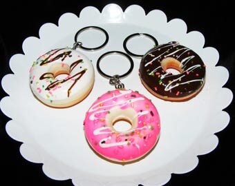 Set of 3 Squishy Donut Keychains