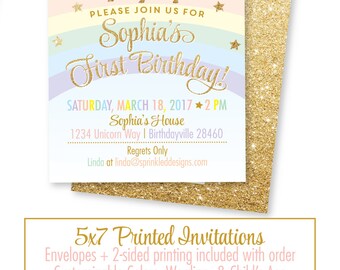 Unicorn Invitation, Unicorn Birthday Invitation, Unicorn Party Invitation, Magical Unicorn Party, Rainbow Unicorn Invitation, Unicorn Invite