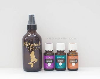 Mermaid Spray Essential Oil Spray Bottle Gold Vinyl Decals - Label Only