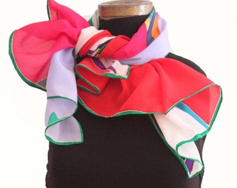 Hand painted crêpe de chine silk scarf