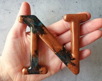 Decorative Letter N Wall Decor. Handmade Resin Letter, Gold Letter, Alphabet Letter, Wall Letter, Letter Monogram, Hanging Letter Art.
