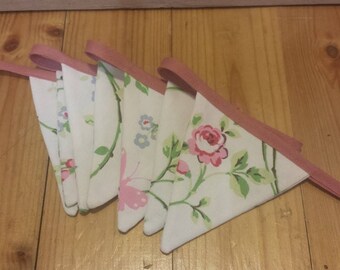 banner, garland, fabric banner, fabric garland, pink, romance, birthday, wedding, white, clarke&clarke® fabric
