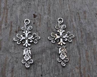 Silver Ornate Cross Charm