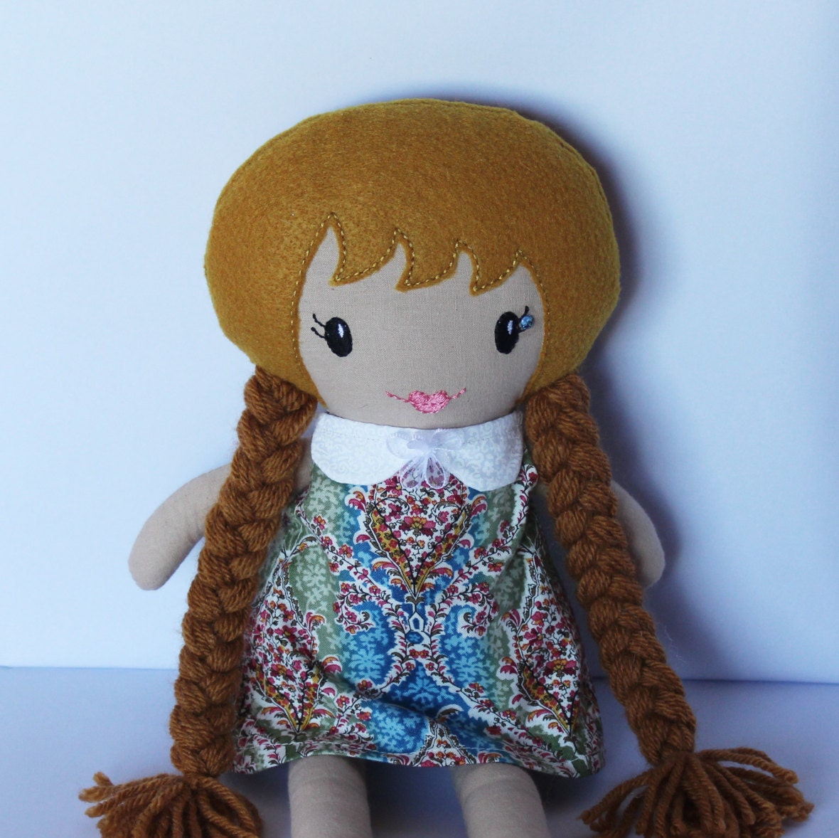 Rag Doll With Long Light Brown Curls And By Myalabasterboxboutiq 051