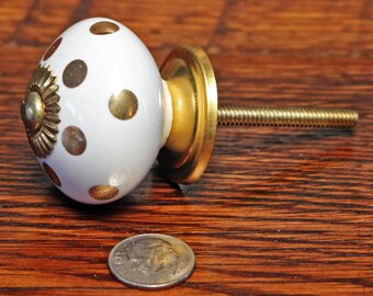 Polka Dot Knob - Painted Ceramic Knob - Painted Ceramic Dresser Knob - Ceramic Drawer Knobs and Pulls - Girls Dresser Knobs - Nursey Dresser