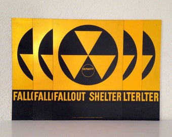 5 Cold War ERA FALLOUT SHELTER Reflective Sign U.S. Department of Defense 1950s
