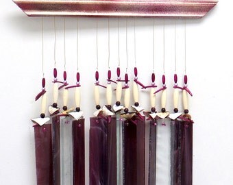 Windchime, Stained Glass - Purple - Gold - Burgundy - Porch décor, CR1002