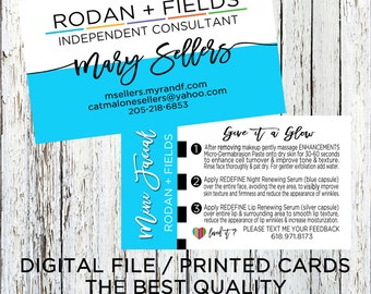 Rodan + Fields Business Card, Rodan + Fields Mini Facial Instructions Back