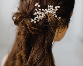 Gold Bridal Hair Pin | Wedding Hair Pins | Pearl Hair Pin | Gold Hair Pins | Pearl Bridal Headpiece | Crystal Hair Piece | Gold Poppy Pin