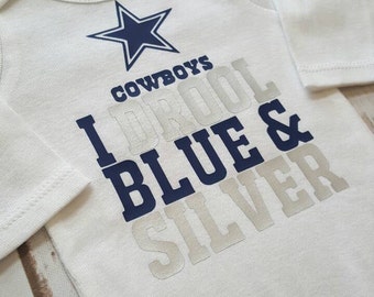 Cowboys, Dallas Cowboys, Boy Onesie, Dallas Cowboys Onesie, I Drool Silver And Blue, Baby Boy Onesie, Baby Girl Onesie, Cowboys Football
