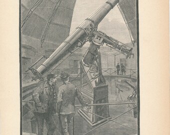 1890 Great Vienna Telescope Antique Astronomy Print