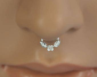 Leaf Septum Ring/helix earring, tragusearring, sterling silver septum ring, 16 gauge,18 gauge,20 gauge, septum,helix,cartilage earring