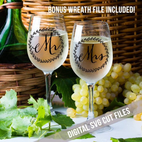 Download Mr and Mrs SVG Cutting File Vinyl Cutting Decal Wedding Signs Wine Glasses SVG files Silhouette ...