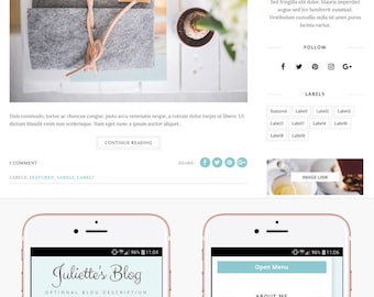 Blogger Template Responsive, Blogger Theme, Premade Blogger Templates, Blogger Template Minimal, Blogger Blog, Blogspot - Juliette