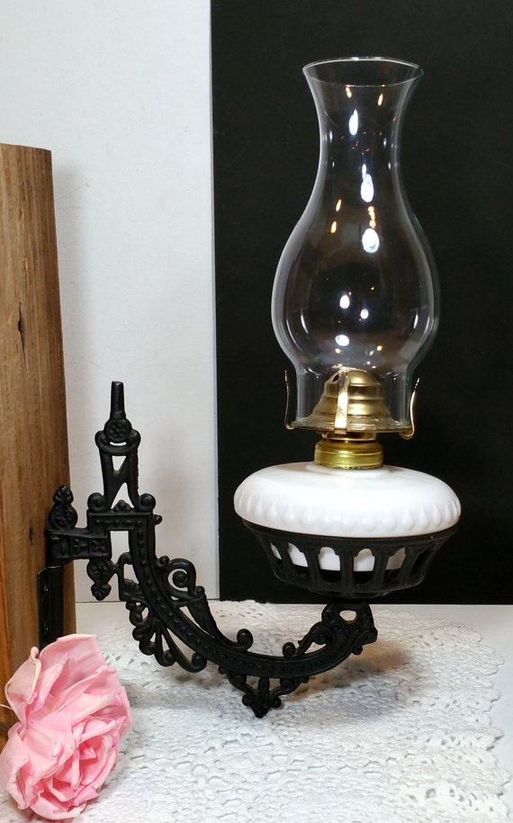 Rustic Wall Sconce Oil Lamp Vintage Black Iron By Lasttangovintage 1741