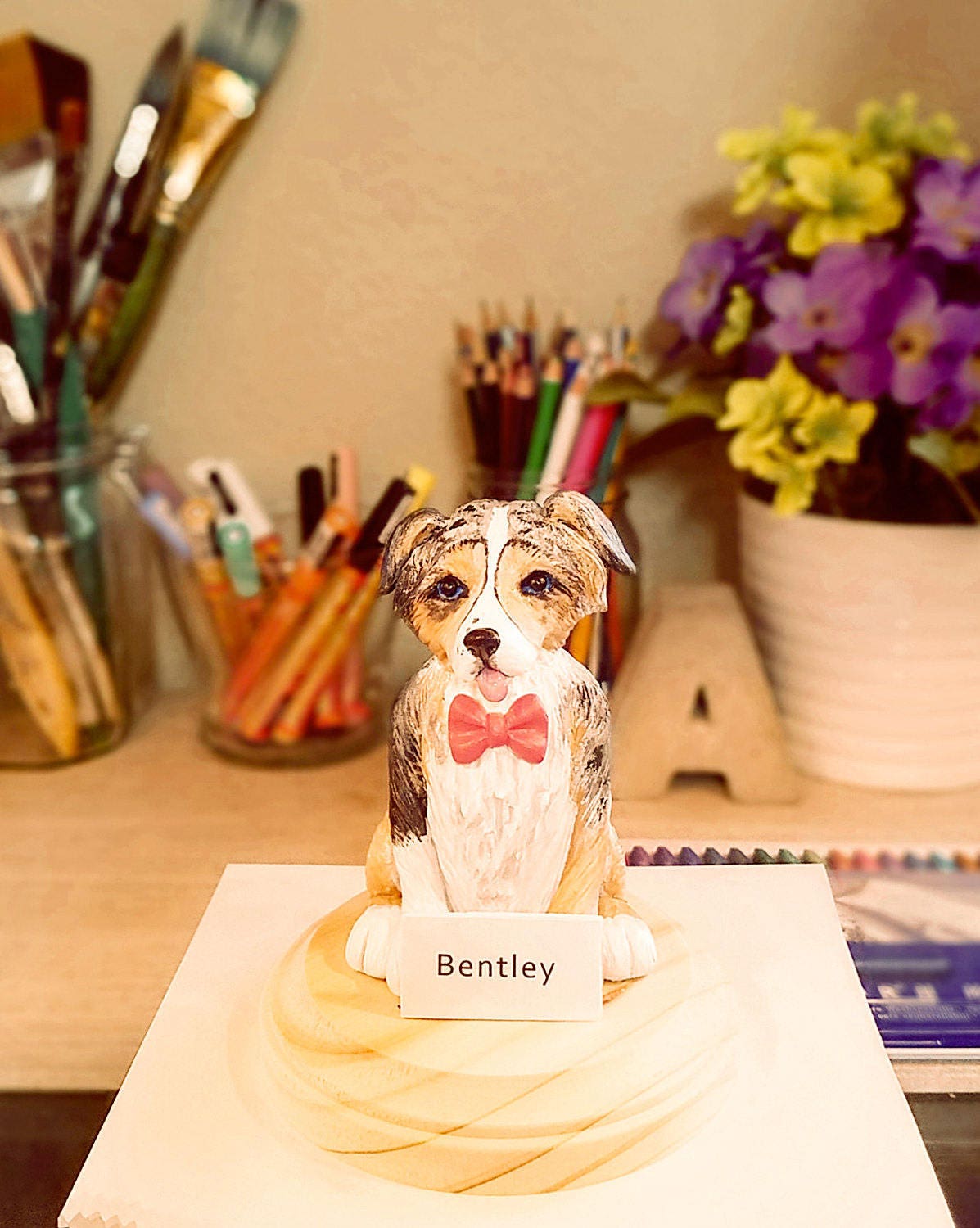 Clay Dog Cake Topper Australian Shepherd Cake Topper Cake