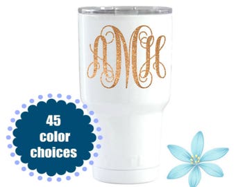 Glitter Monogram Decal, Personalized Monogram, Initials Monogram, Preppy Decal, Decal For Girls, Decal For Women, Cute Decal, Custom Decal