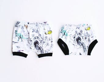 imagination SHORTIES / diaper cover / baby leggings / toddler shorts / newborn to 4T / dino dragon shorts / modern baby clothes
