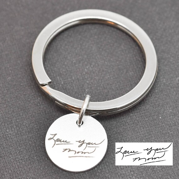 engraved handwriting jewelry custom Keychain Necklace Handwriting Engraved Handwriting Jewelry