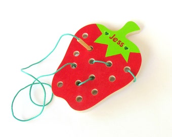 Personalized Wooden Toy, Lacing toy, Educational toy, Learning Toy, Montessori toddler toy, Toddler birthday gift, Busy board toddler