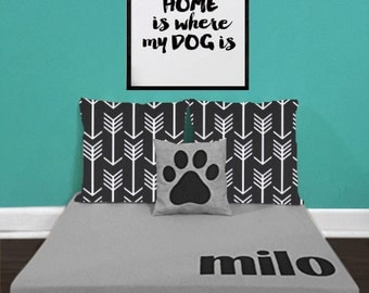 Custom Dog Bed - Modern Monogrammed Raised Dog Beds - FREE SHIIPPING on Personalized Pet Beds for Dogs Cats