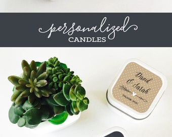 Candle Favors - Wedding Favor Candles - Personalized Candles - Candle Wedding Favors -Unique Bridal Shower Favor Candles (EB2077GDN) 12| pcs