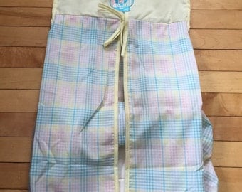 Vintage 1970s Pastel Gingham Teddy Diaper Storage Hanger!