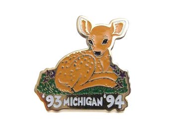 Michigan Deer Pin, Woodland Fawn Pin, Vintage Deer Jewelry