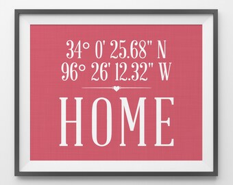 Custom Coordinates Housewarming Gift Latitude Longitude Home Address Sign Hallway Decor Foyer Wall Decor Home Coordinates Latitude Print