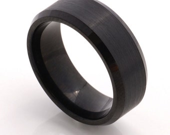 Matte Black Personalized Men's Wedding Band, 8MM, Men's Ring, Tungsten Carbide Ring, Comfort Fit, Durable Scratch Resistant
