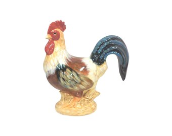 Life Size Rustic Ceramic Rooster Statue