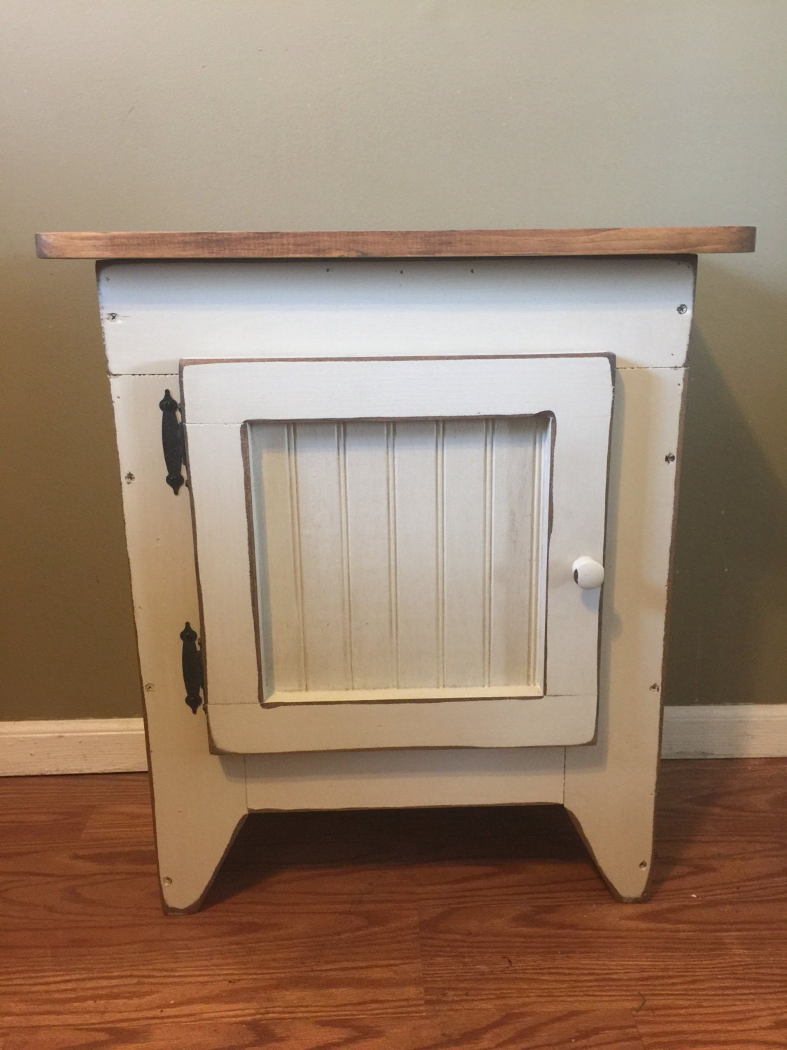 Primitive End Table or Night Stand Storage Table