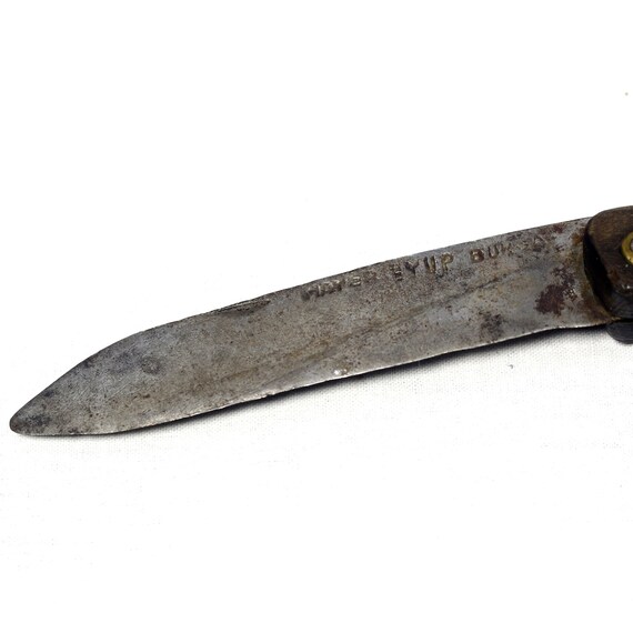 Vintage Antique Turkish wooden handle knife, Turkish pocket knife, dagger, serrated knife