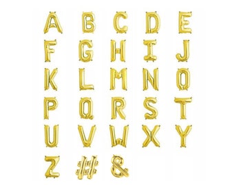 Gold Letter Balloons, Small, 13.5IN, Foil Birthday Name Age Wedding Alphabet Symbols Party Baby Shower Hashtag Number Wedding Birthday