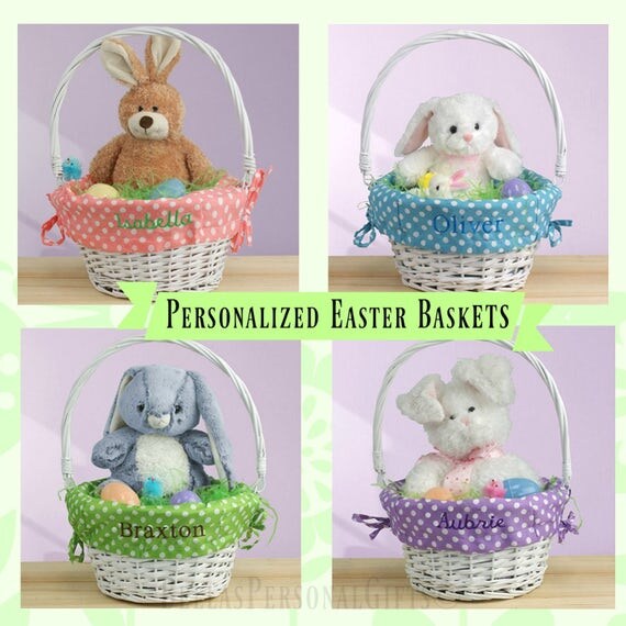 Embroidered Easter Basket Personalized Easter Basket with