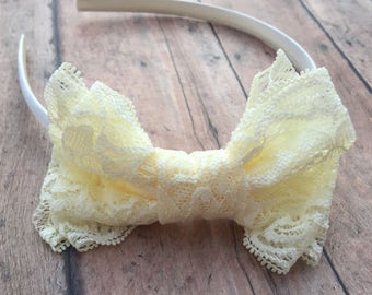 Ivory Flower Girl Headband - Ivory Wedding Headband - Ivory Headband - Toddler Headband - Flower girls headband - Hard headband - Hard band